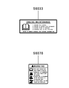 Kawasaki Fr730v-As05 Engine Labels Diagram and Parts List for Z-FORCELZ54 (17AIDAGC-17AIDAGC010)(2014) Cub Cadet Lawn Tractor